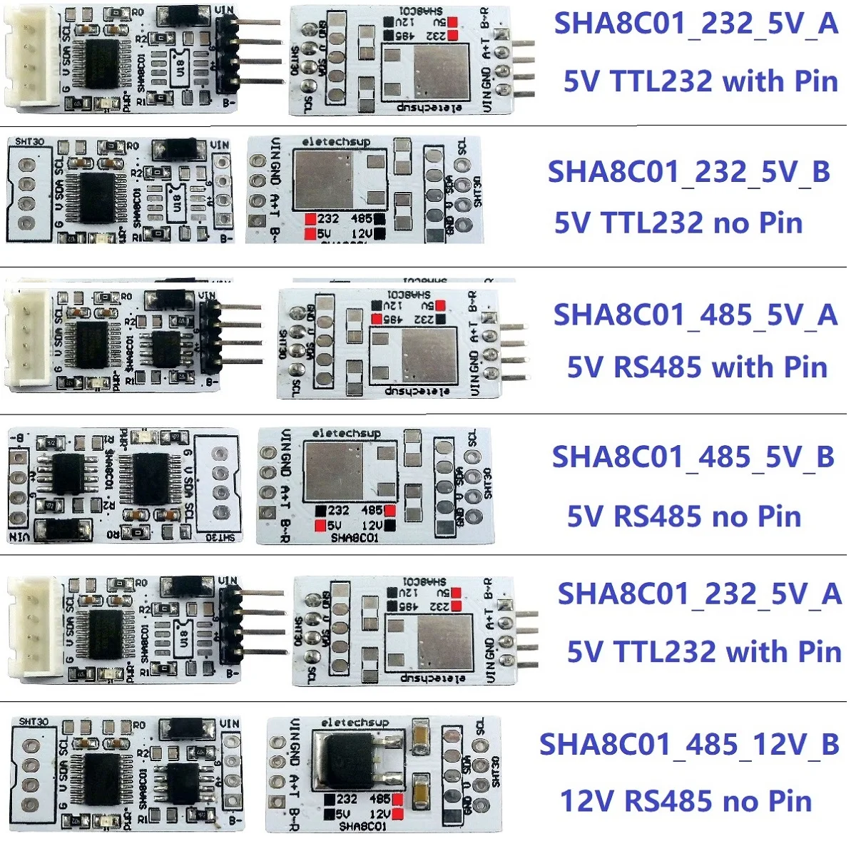 SHA8C01 -40-125 градусов Цельсия 0-100% относительной влажности SHT30 SHT3X RS485 RS232 TTL Modbus Rtu