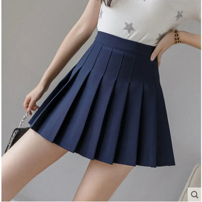 Фото High Quality Pleated Skirt Female Spring and Autumn High Waist Slimming A-line Skirt Summer Student Skirt Olid Color Minimalist №5