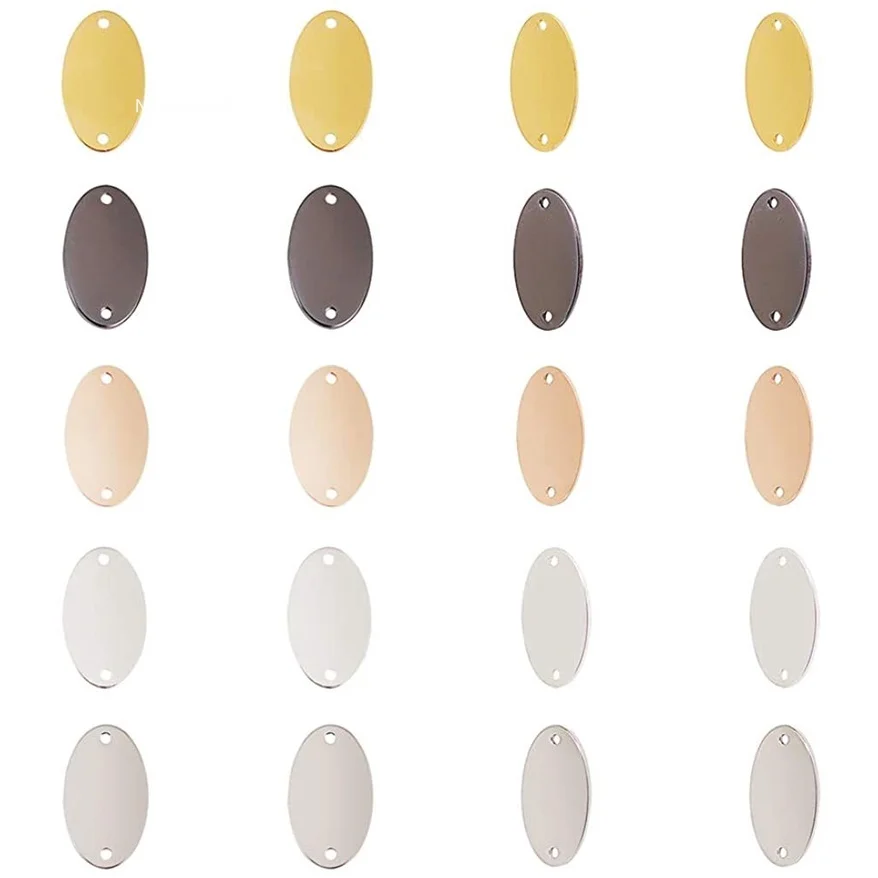 

50pcs 5 Colors Oval Disc Stamping Blank Tag Connector - Findings DIY Crafts Jewelry Making Charms