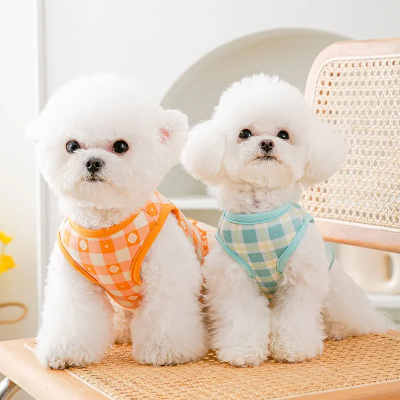 

Dogs Dresses Spring Thin Fleece Plaid Print Dress Pet Skirt Kitten Clothes Milk Fiber Vestidos Para Perritas Puppy Clothes Girl