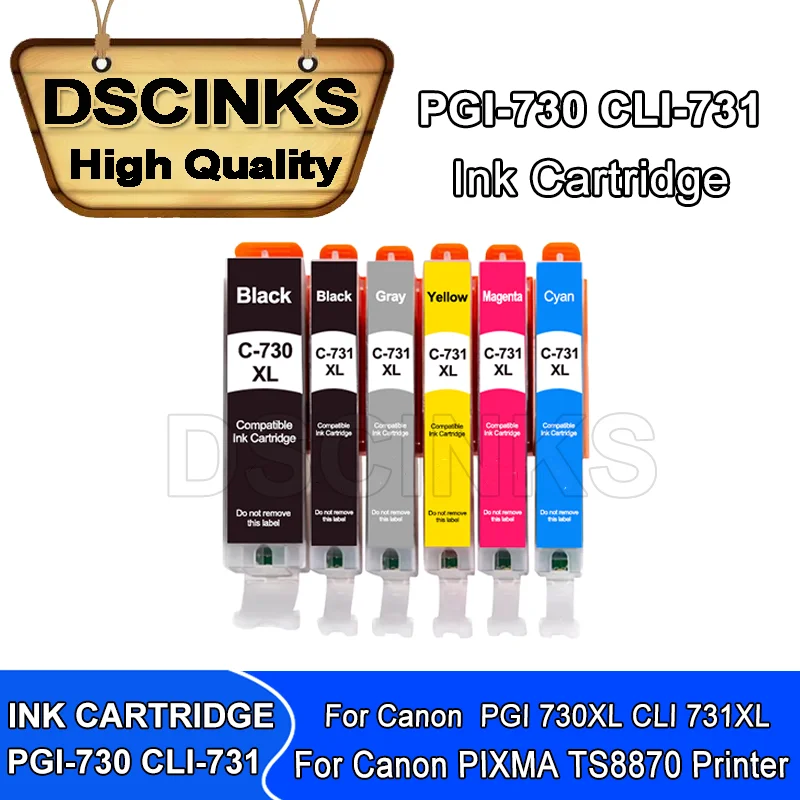 PGI-730 CLI-731 Новый совместимый картридж для принтера Canon PIXMA TS8870 с чип-красителем