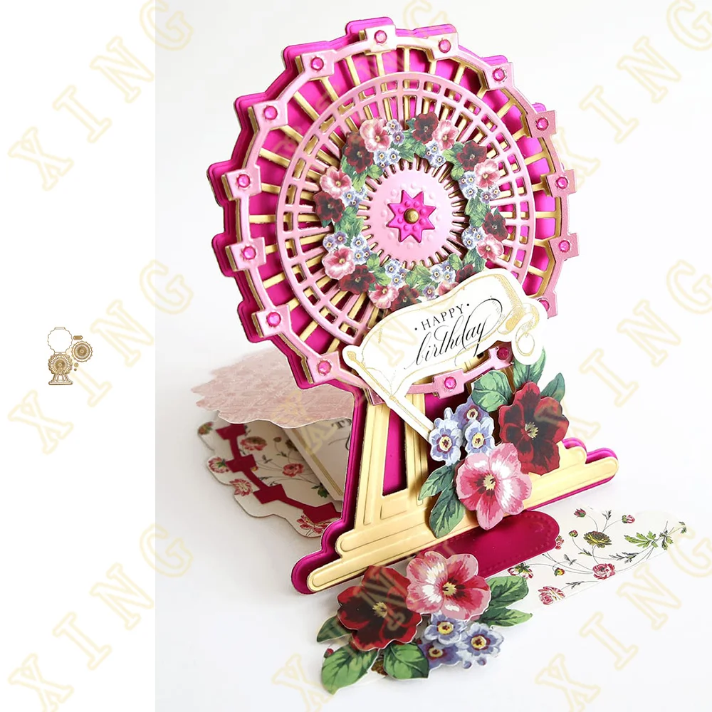 

2022 New Arrival Ferris Wheel Easel Christmas Metal Cutting Dies for Scrapbooking Practice Hands-on Diy Album Card Handmade Tool