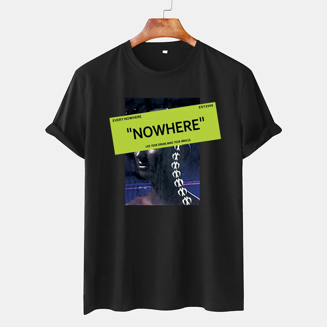 

Men's Oversized Letter Printed T-Shirt Summer New Trend Cotton Round Neck Loose Casual Sports Short Sleeve Bottoming Shirt