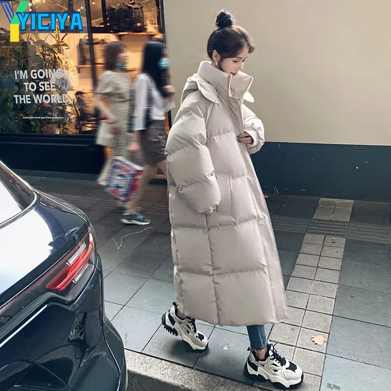 YICIYA Women's Winter Jacket 2023 Hooded Long Cotton Clothes Warm Thicken Windproof Streetwear Fashion Loose Oversized Coat Tops
