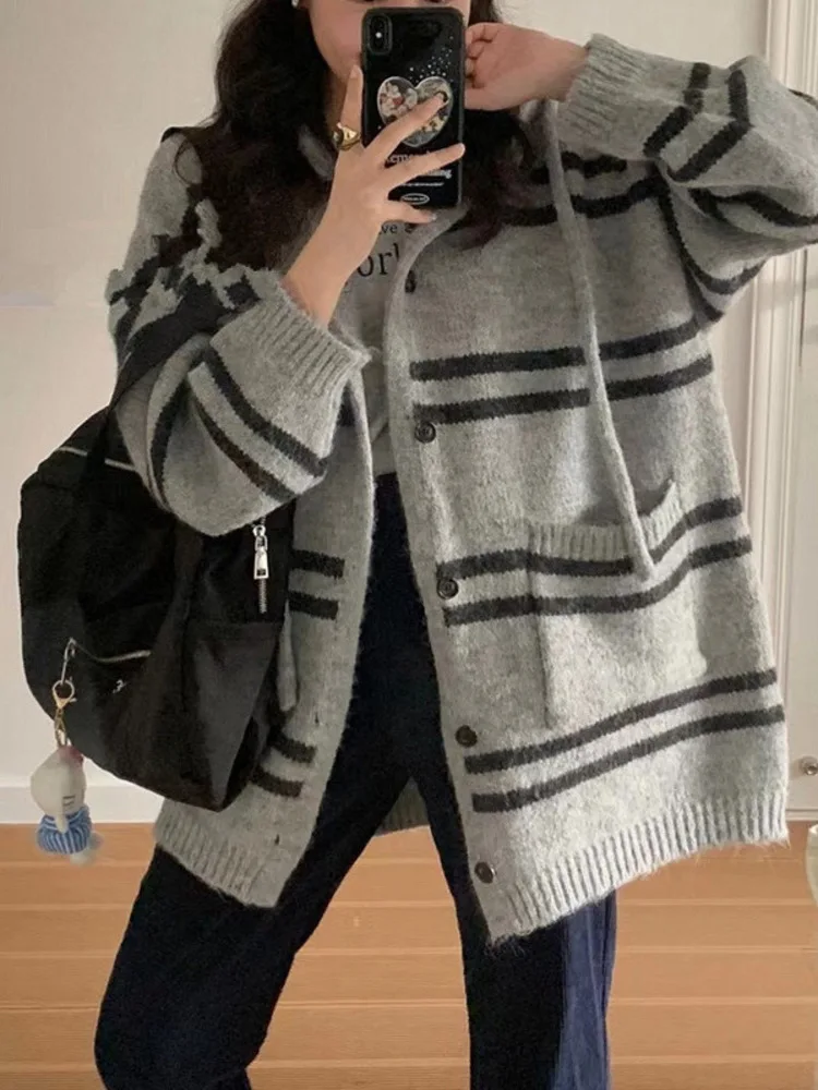 UCXQ модная куртка с капюшоном в корейском стиле свободный кардиган контрастную