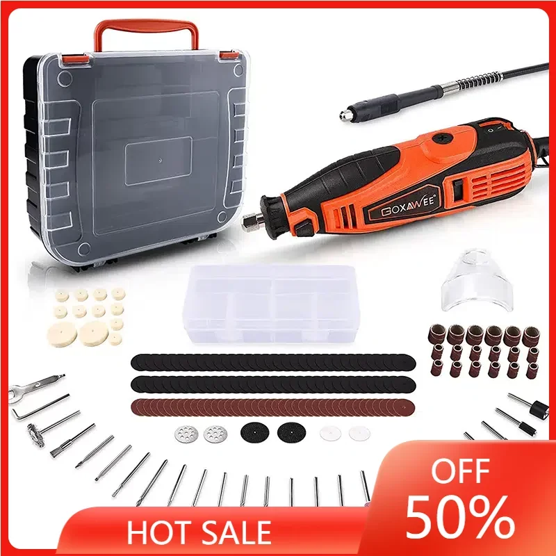 

Rotary Tool Kit With 180 Rotary Tool Accessories & Flex Shaft & Universal Collet, 5 Variable Speed Rotary Multi-Tool
