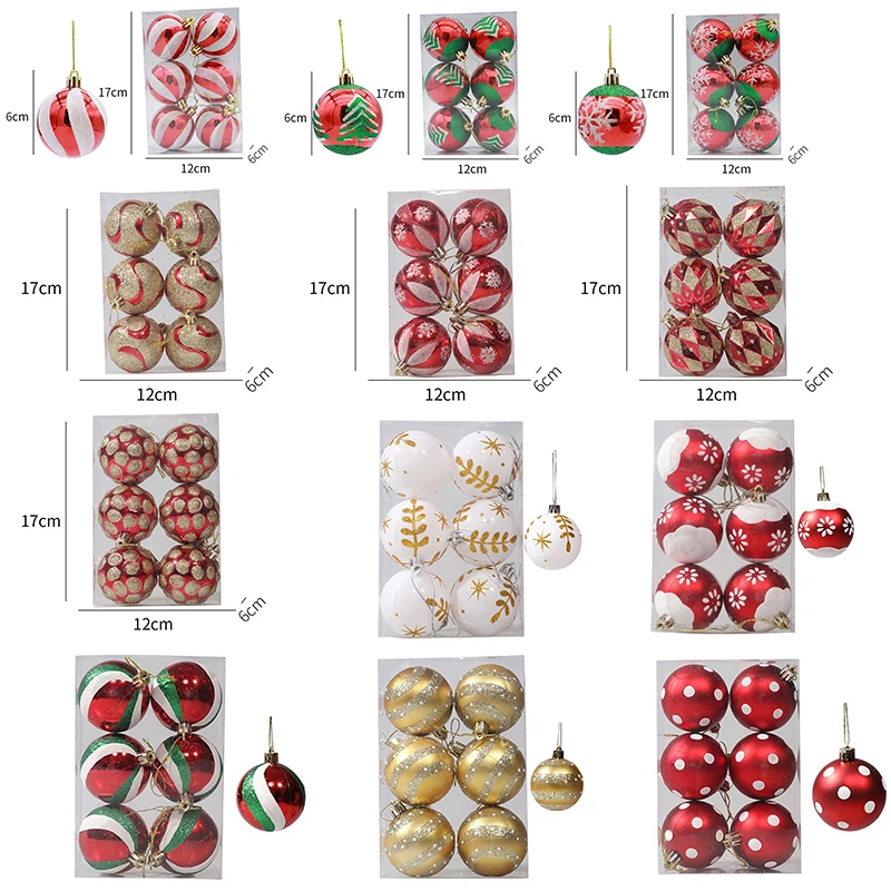 

1box Christmas Balls Christmas Tree Ornaments Ball Xmas Hanging Tree Pendants Home Party Decoration 2023