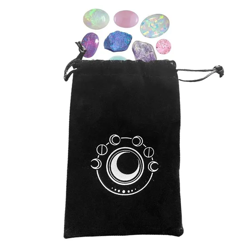 

17.3*11.5cm Tarot Bags With Drawstrings Moon Phase Tarot Card Velvet Storage Bag Thickened Tarot Card Dice Storage Bag