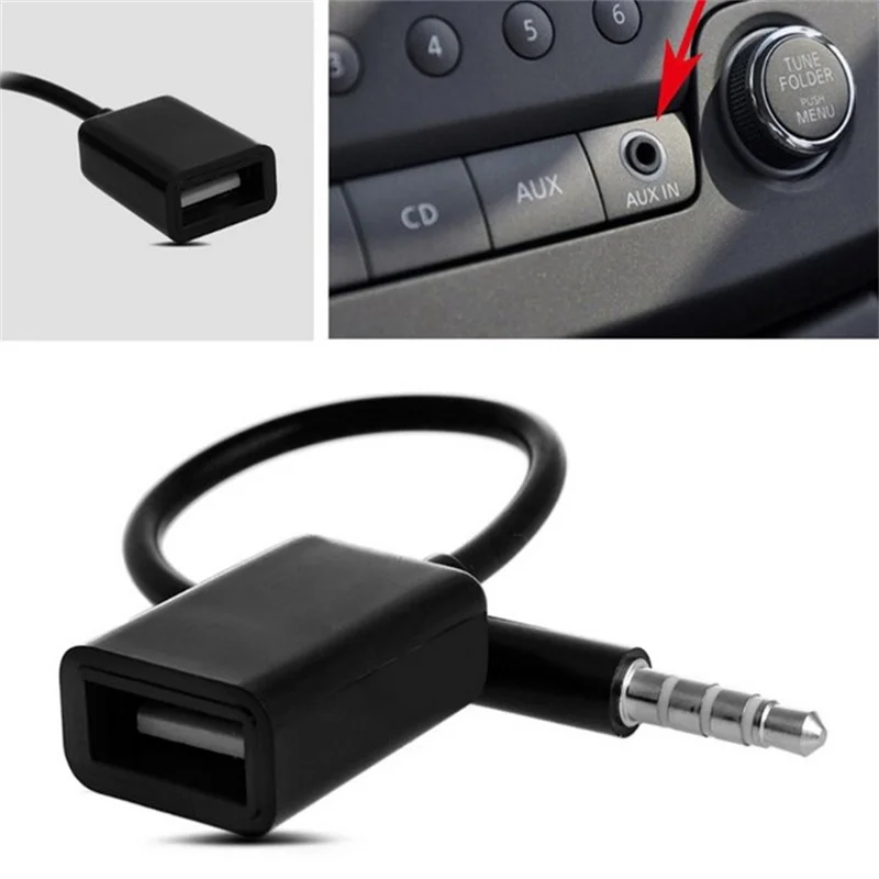 

3.5mm Male AUX Audio Plug Jack to USB 2.0 Female Converter Cable Cord Car MP3 Car Interior Accessories Boutique New Hot Sale