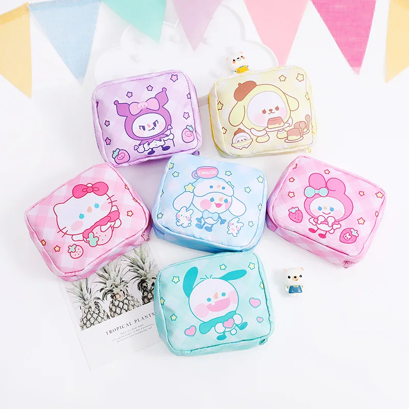 

Kawaii Sanrioed Make Up Bags Mini Portable Organizer Anime Kuromi Kitty My Melody Cinnamoroll Coin Purse Tampon Opbergtas Girls
