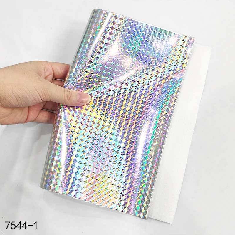 

46*135CM Holographic Gloss Leather Fabric PU Synthetic Faux Leathereete Sewing for Bow Earring Craft DIY Handmade Material