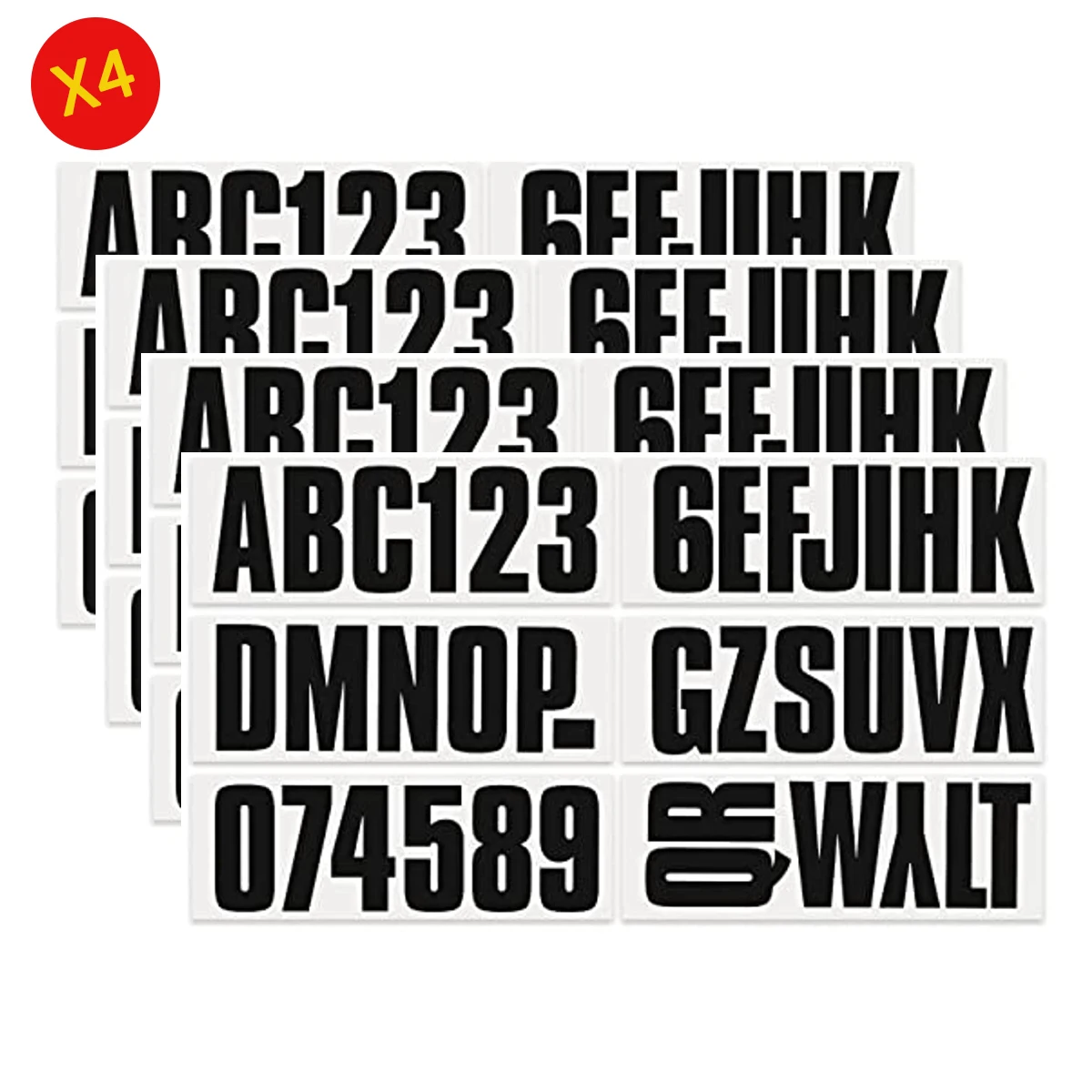 

Uniline Black Super Sticky 4 Alpha Numeric Numbers Stickers Decals for Motorboat, Inflatable Boats, Ribs, PVC and Boats.