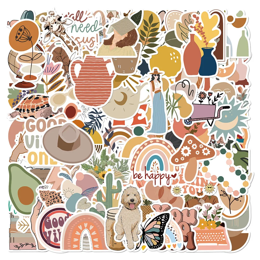 

10/30/50/100PCS Cute Bohemian Cartoon Stickers Aesthetic Art DIY Skateboard Laptop Helmet Phone Luggage Car Decals Sticker Toy