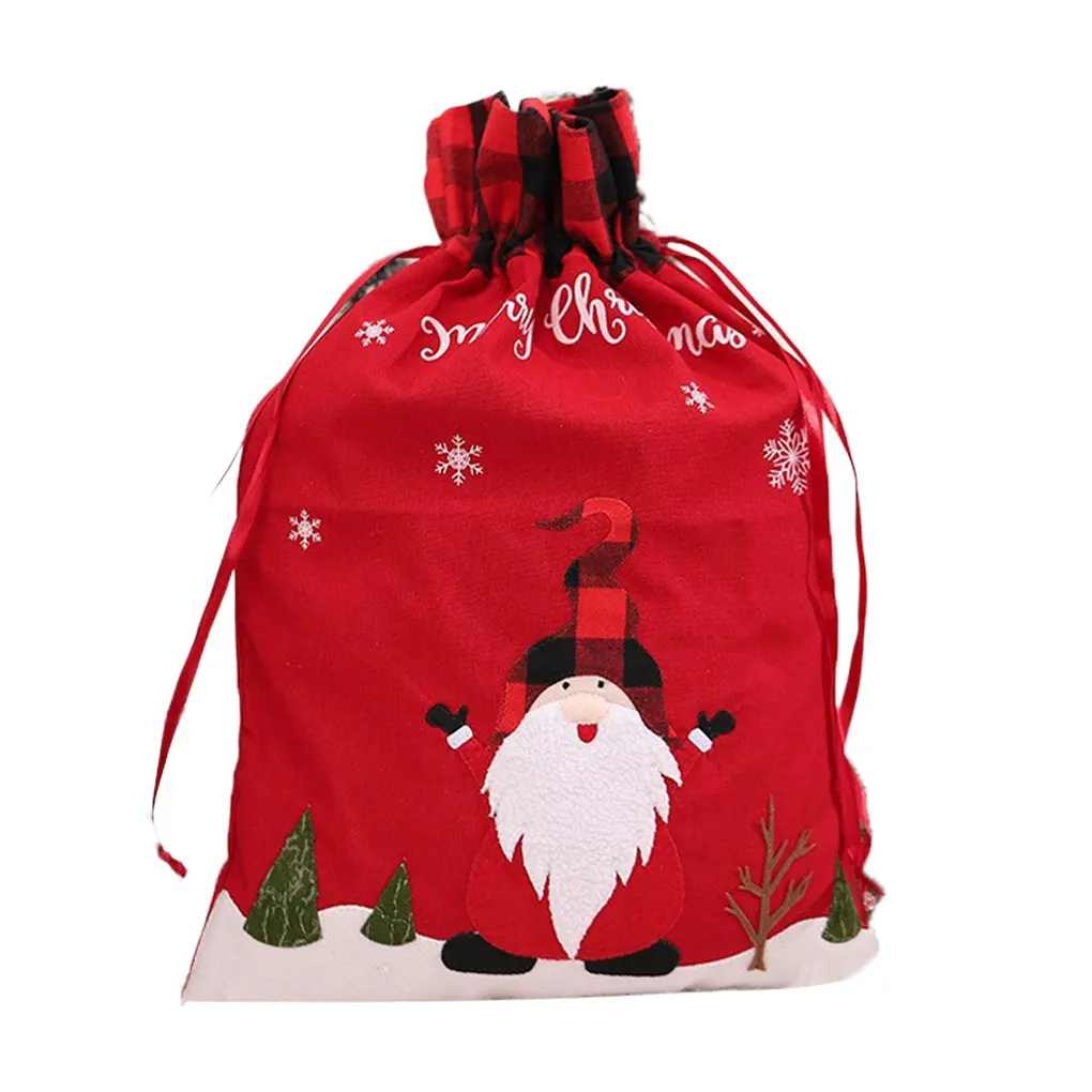 

Рождественский мешок на шнурке с напечатанными буквами, подарки, снэки, чулки, лес, человек, кружевная гусиная сумка, большой размер, для дом...