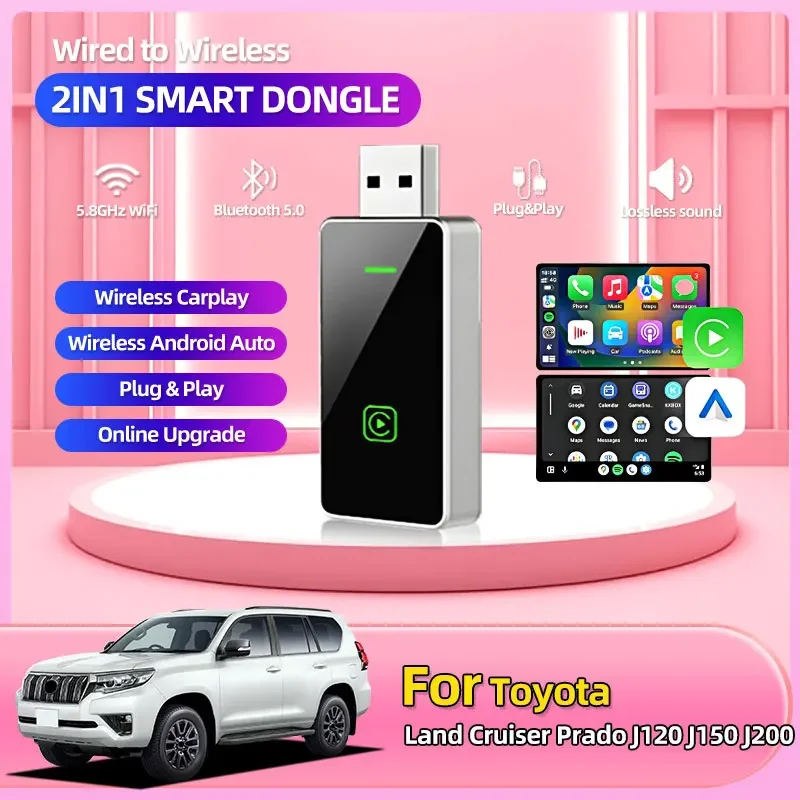 1 шт. новый 2 в Smart 5G WIFI автомобильный беспроводной адаптер Android для iPhone телефон Toyota