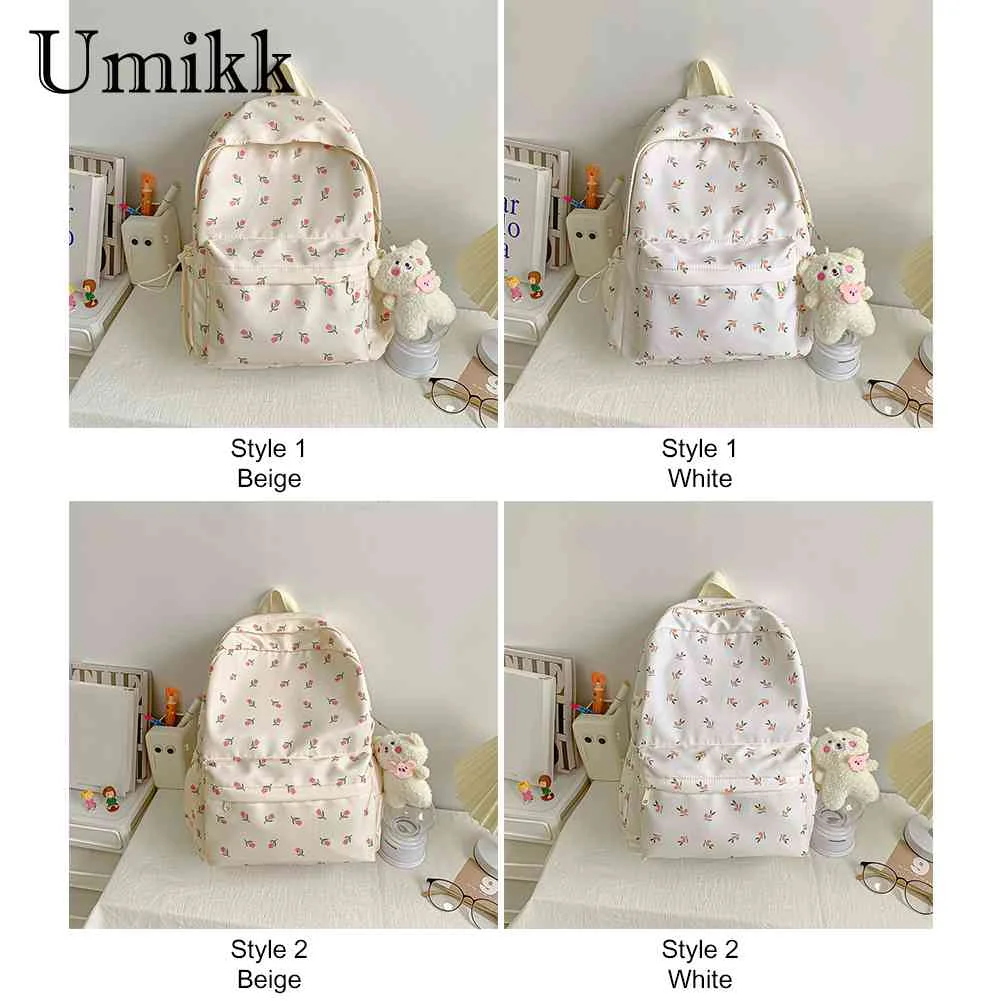 

Fashion Broken Flowers Large Capacity Leisure Student Schoolbag Double Shoulder Book Schoolbag Cute Floral for Traveling