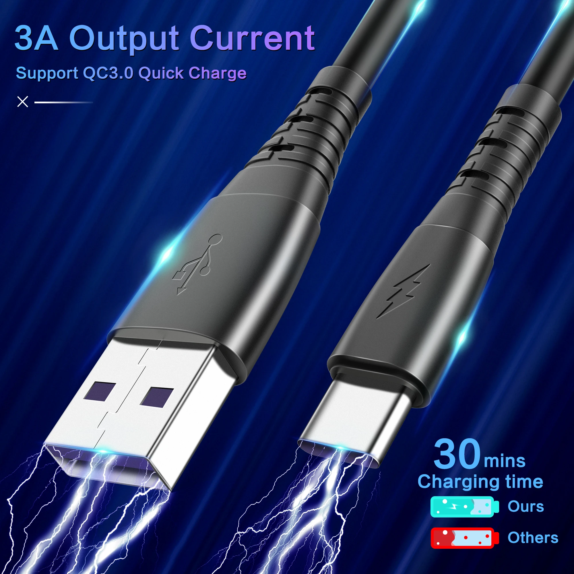 Автомобильный пружинный USB-кабель выдвижной кабель Micro USB Type-c 3 А для быстрой