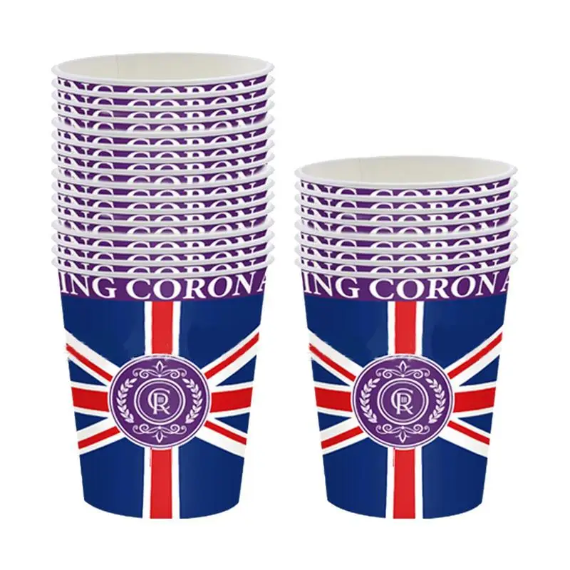

Union Jack Party Supplies England Flag Tableware King Charles III Coronation 2023 Party Decoration Plates Cups Napkins Knife