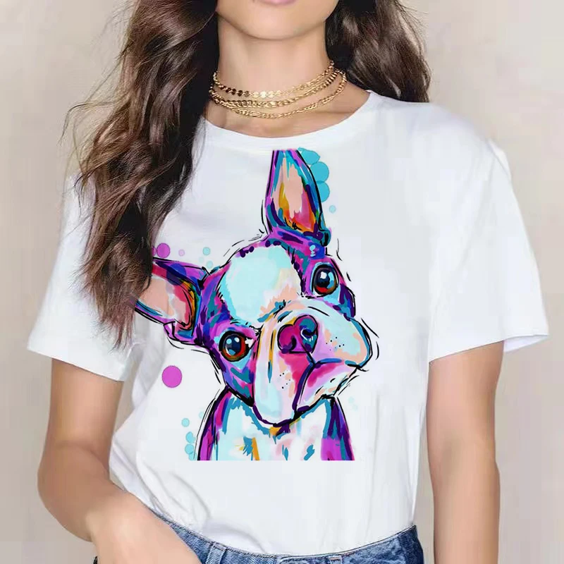 

Elegant and Intellectual Women's T-shirt Cute Dog 3d Print Short-sleeved Top Goddess Clothes Wild Street Trend
