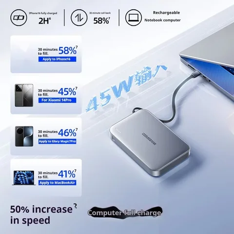 MOVESPEED S20 Plus Магнитный внешний аккумулятор 20000 мАч Power Bank большой емкости Встроенный кабель Двусторонняя быстрая зарядка Портативный внешний аккумулятор
