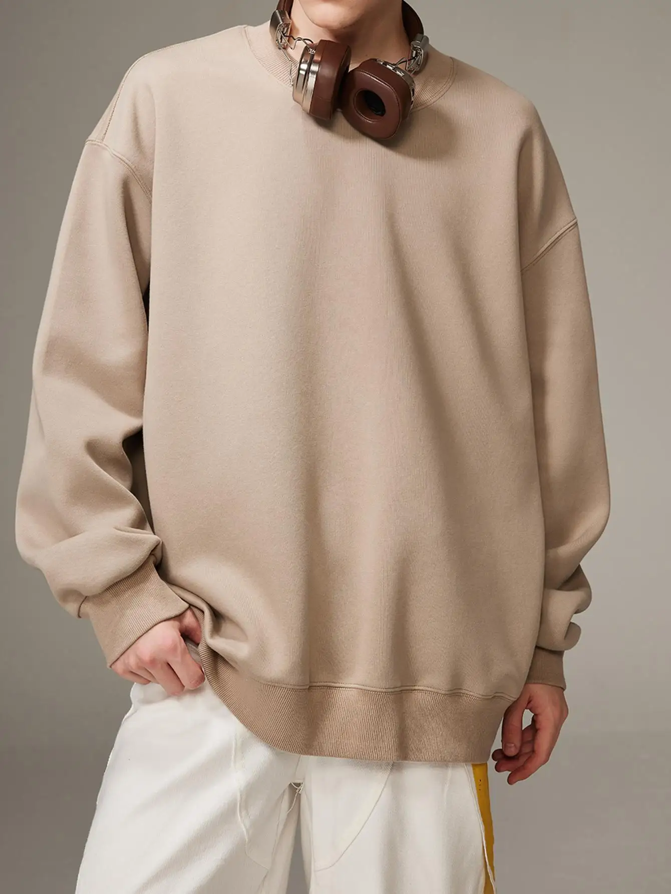 Осенние новые брендовые мужские пуловеры в стиле хип-хоп большие однотонные