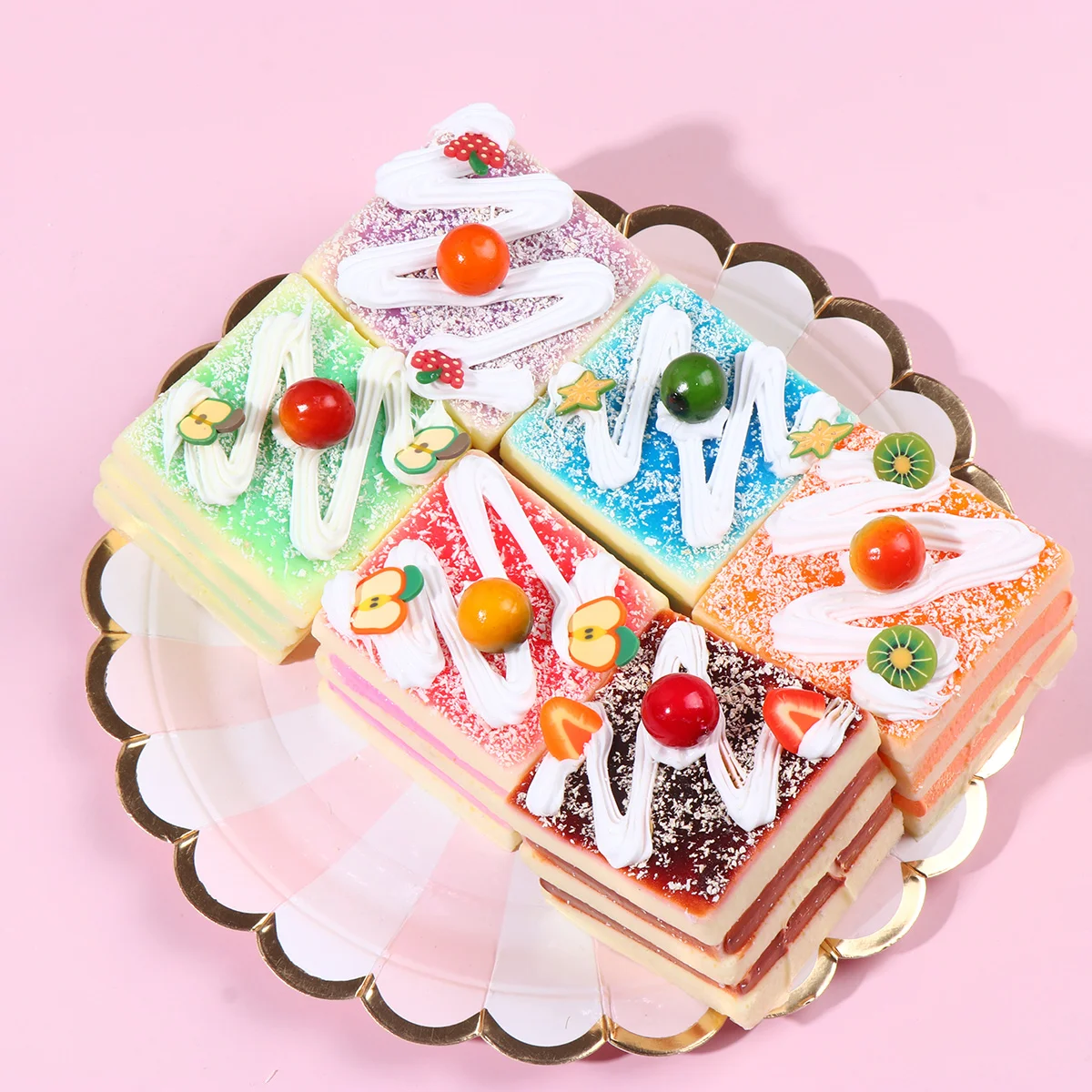 

Cake Fake Artificialmodel Display Simulationfaux Props Cakes Realistic Candy Photo Play Kitchen Toy Diy Square Photoshootwedding