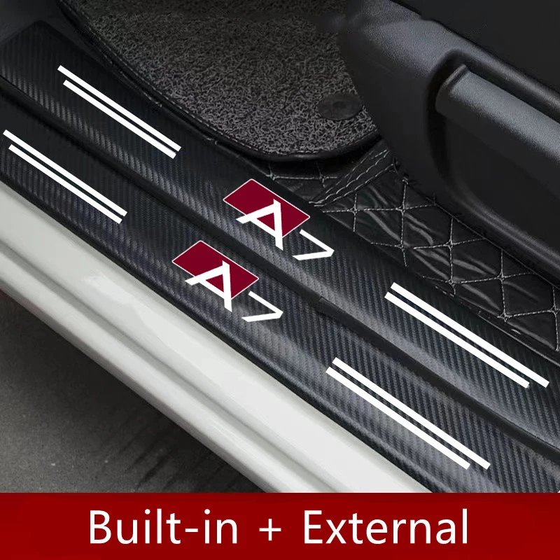 

4PCS Car Door Sill Scuff Plate Decor Sticker For audi A7 with logo car accessories