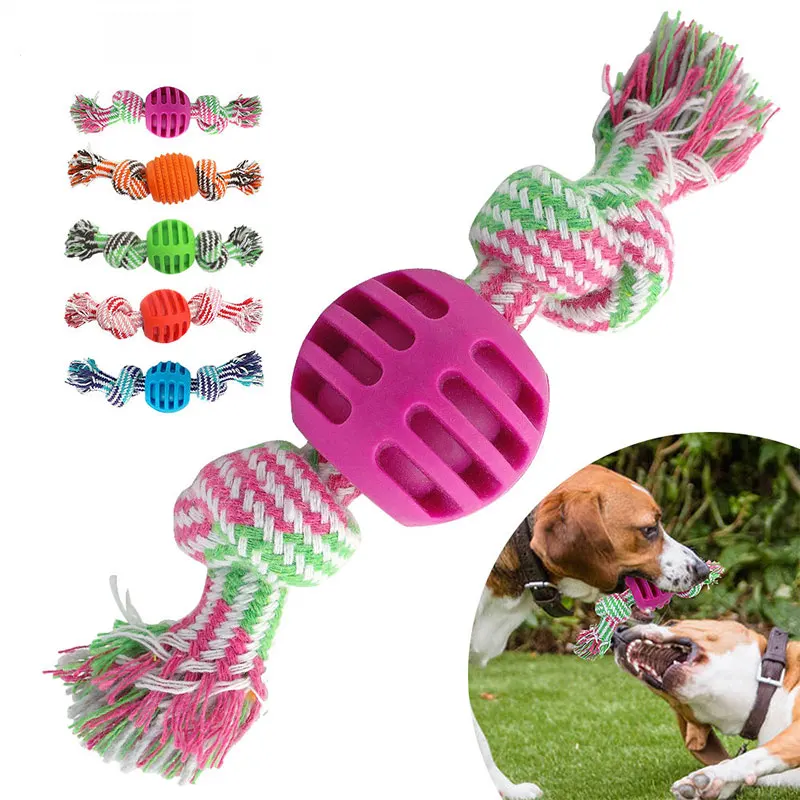 1Pc Dog Toy Pet Interactive Outdoor Training Play Game Cotton Rope Double Knot Ball Cleaning Teeth Chewing Pooch Accessory Tool