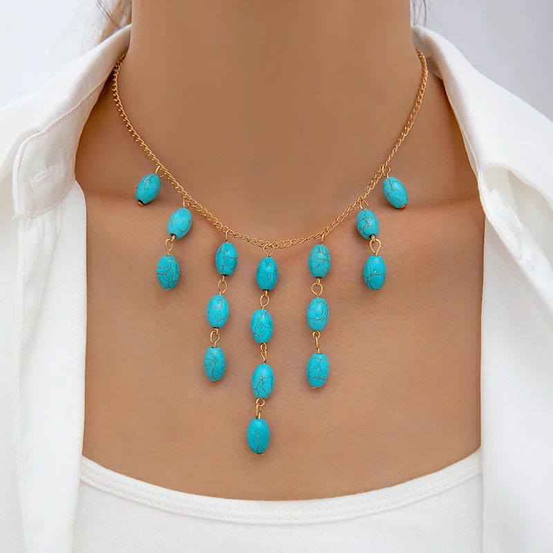 Винтажное ожерелье Tocona из зеленого камня