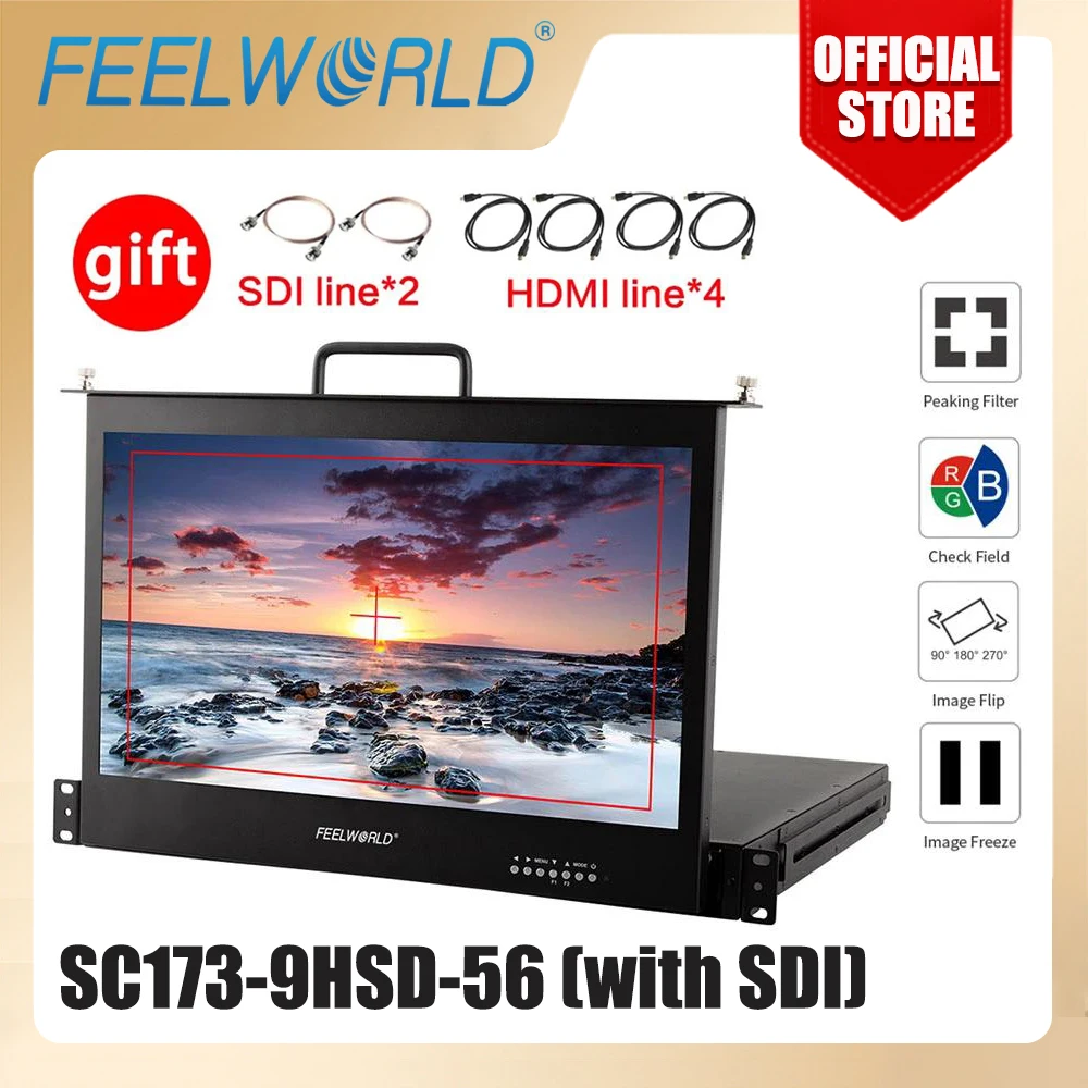 Монитор для режиссера трансляции Feelworld, 17,3 дюйма, фотографический монитор, раздвижной монитор Full HD1920x1080