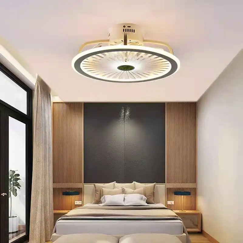 

Modern style intelligent ceiling fan lamp creative study bedroom hall dinner 3-color LED fan lamp with remote control
