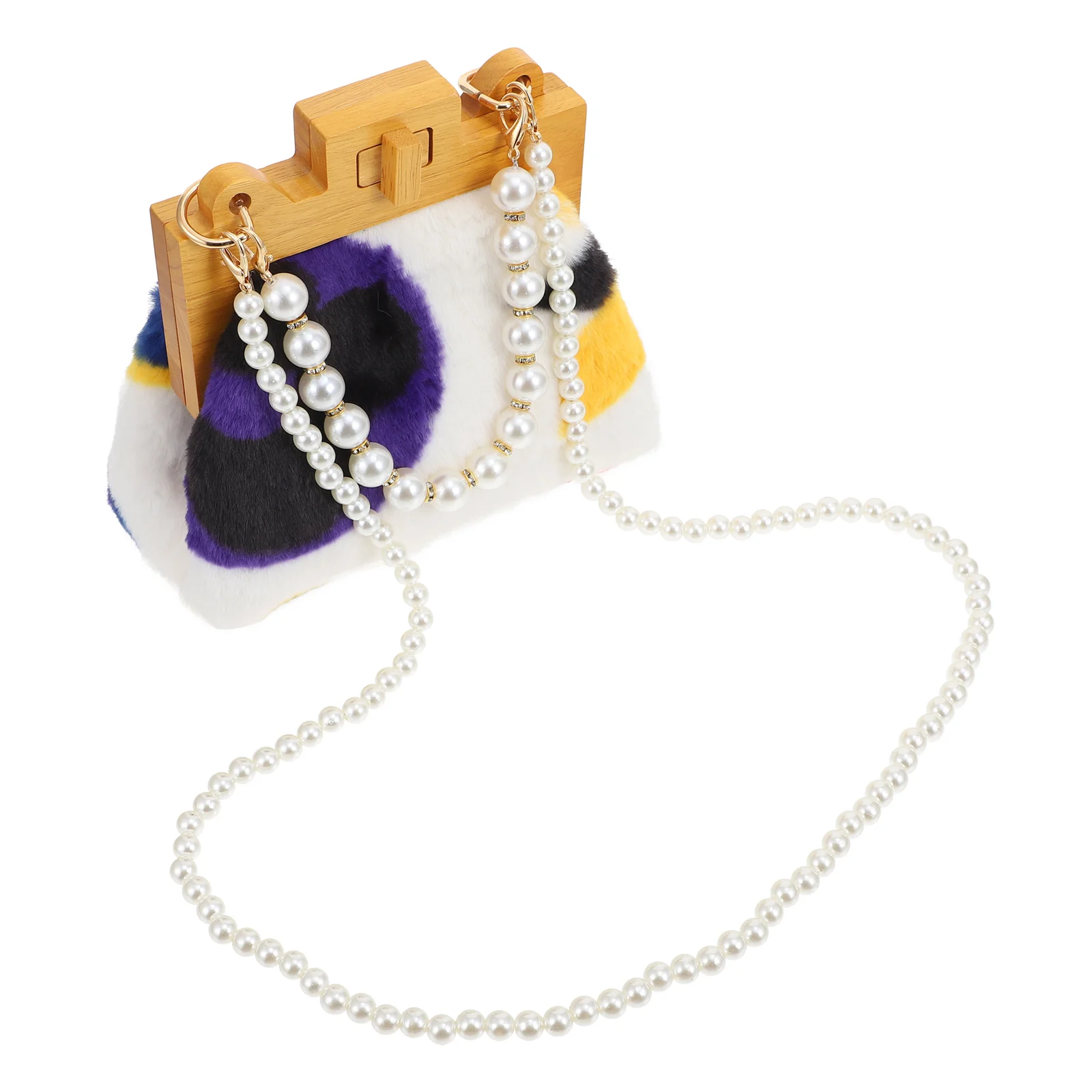 

1pc Lovely Beaded Chain Handbag Plush Crossbody Bag Beaded Crossbody Bag