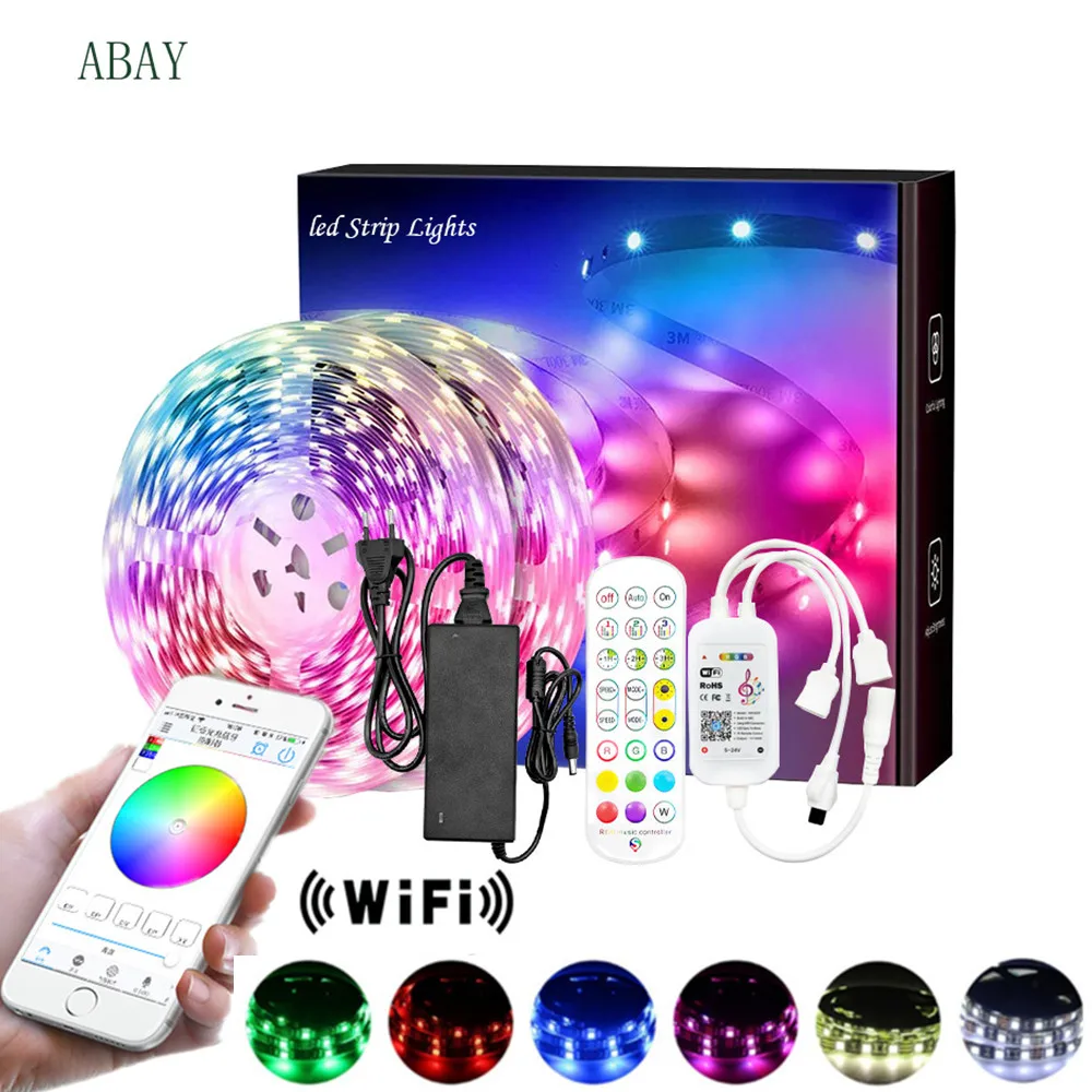 

2020 tuya wifi led strip 12V LED light SMD5050 Flexible Decoration RGB LED Lights Strip Waterproof Bluetooth 5M 10M 15M full set