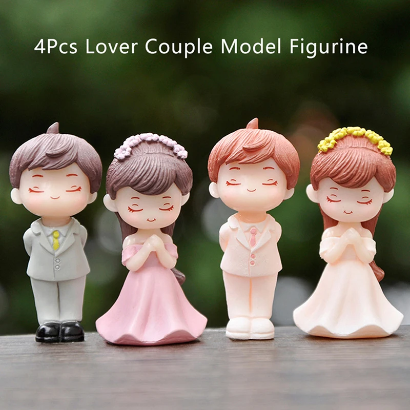 

4Pcs Mini Sweet Couples Figurines Micro Landscape DIY Miniatures Resin Crafts Fairy Garden Moss Dollhouse Terrarium Home Decor