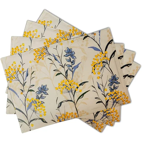 Льняные коврики для стола с цветочным принтом