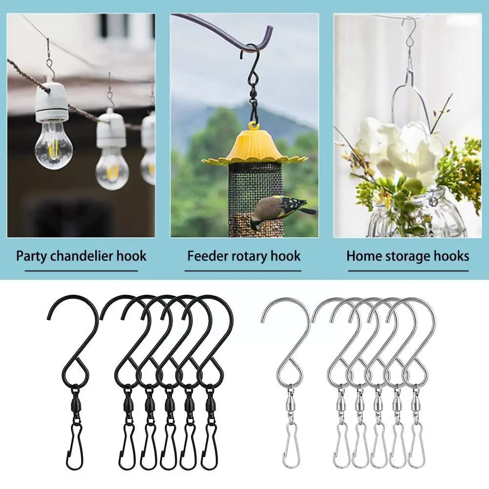 

10pcs Swivel Hooks Clips For Hanging Wind Spinners Wind Chimes Crystal Twisters Party Tools Kitchen Bedroom Rotating S Hook W8O2