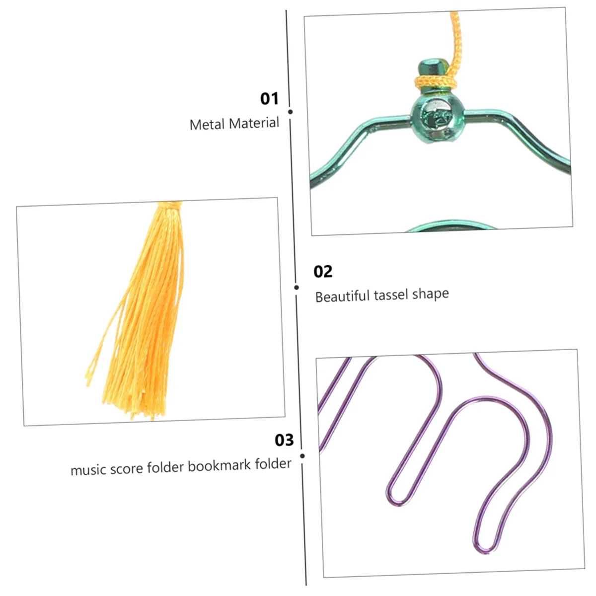 2 шт. металлические зажимы для книг с кисточками