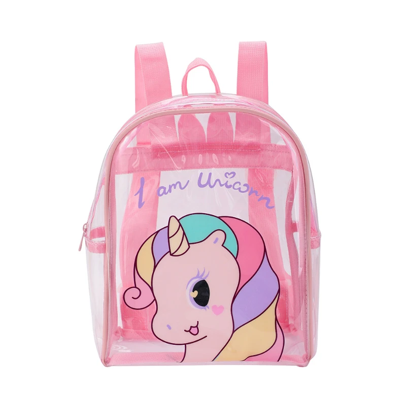 Girl Boy New Unicorn PVC Transparent Backpack Children Cartoon Cute Backpacks In Kindergarten Princess School Bags Mochila Hot