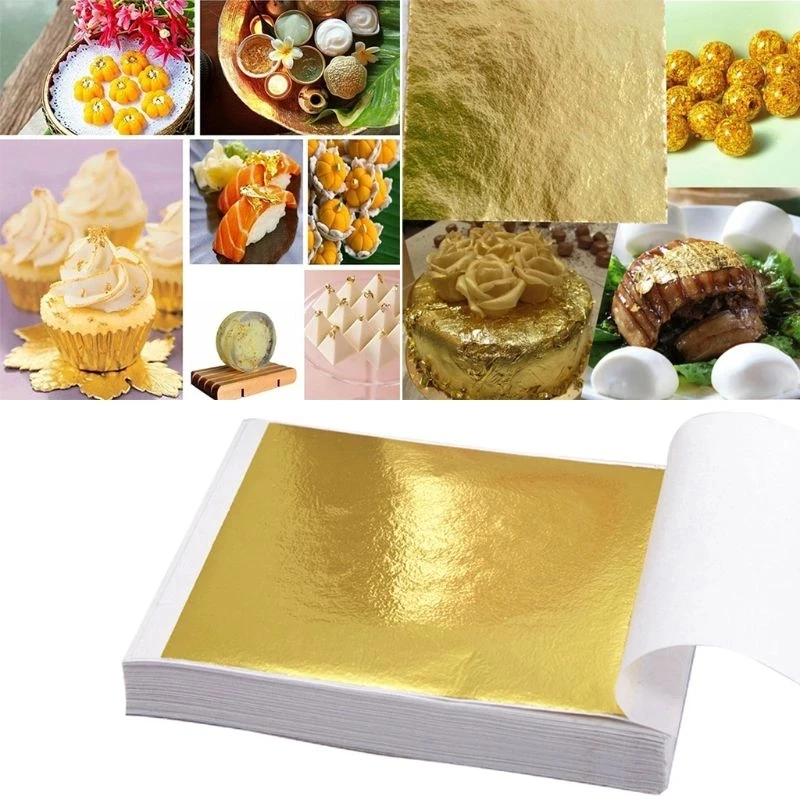 

100pcs 8x8.5cm Art Craft Paper Imitation Gold Sliver Copper Leaf Leaves Sheets Foil Paper for Gilding DIY Craft Decoration