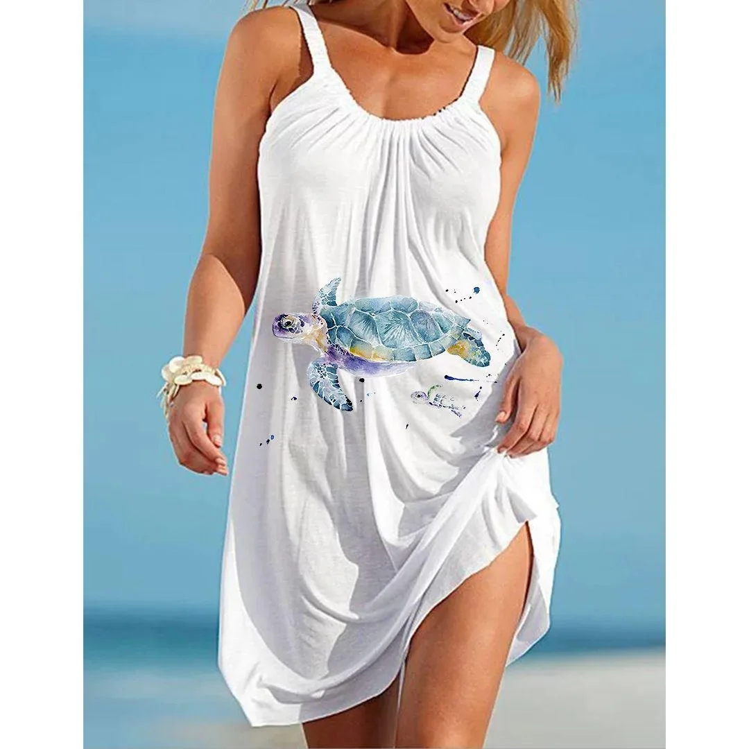 Женское пляжное платье с лямкой на шее облегающее круглым вырезом без рукавов