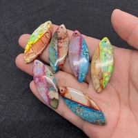 natural stone leaf shaped 16x42mm pendant color pattern jewelry men and women diy classic jewelry necklace earrings accessories