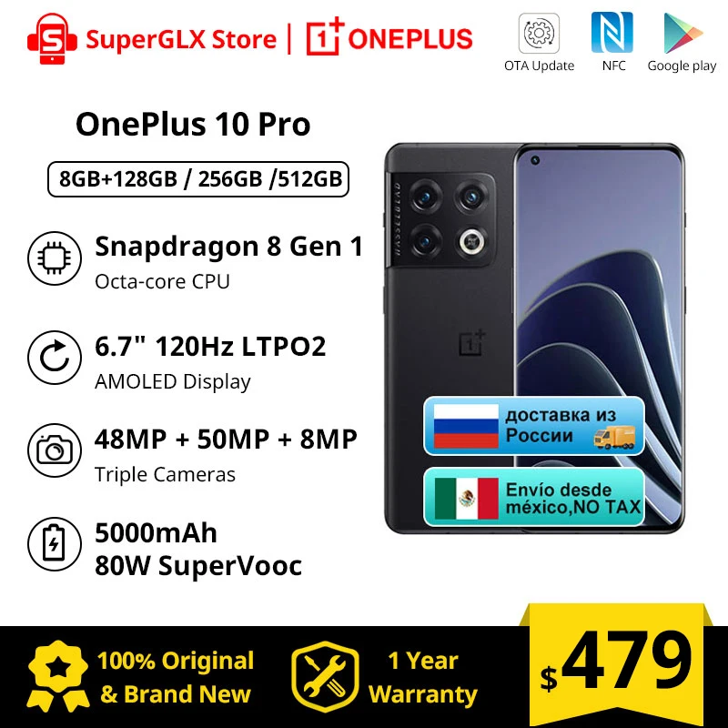 2022 New OnePlus 10 Pro 5G Smartphone Snapdagon 8 Gen 1 5000Amh 80W SuperVooc 6.7'' 120Hz LTPO2 AMOLED Display 48MP Camera 10pro