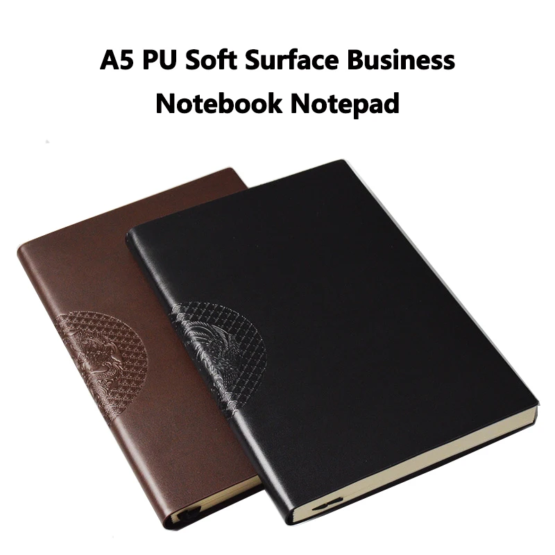 PU Leather Notebook Business Office Memo Pad Meeting Sketchbook A5 Metal Ribbon Pendant Notepad Stationery Agenda Planner