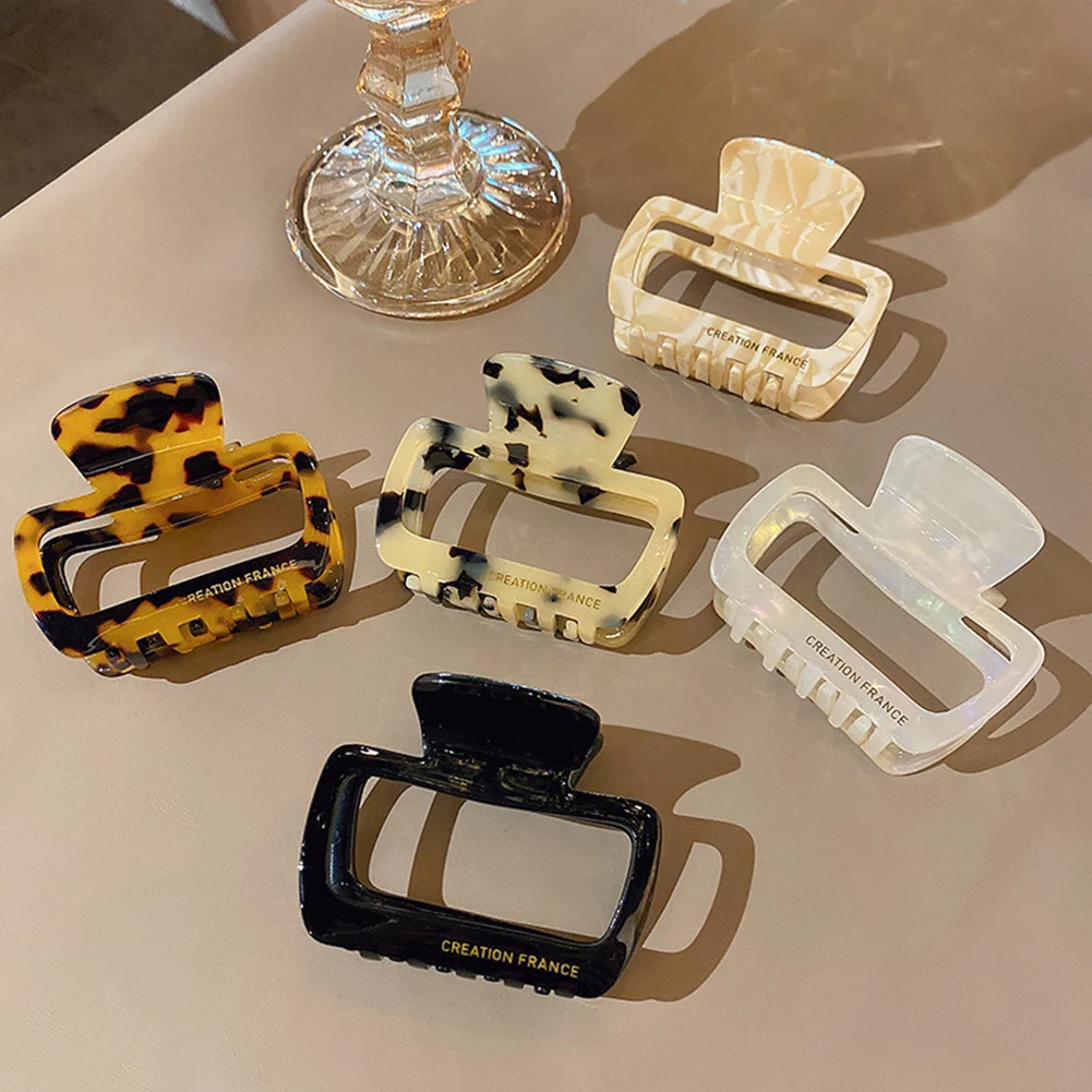 

Korean Style Women Hair Claws Elegant Acrylic Hairpin Leopard Print Hair Clips Large Geometry Headwear For Girl Hair Accessories