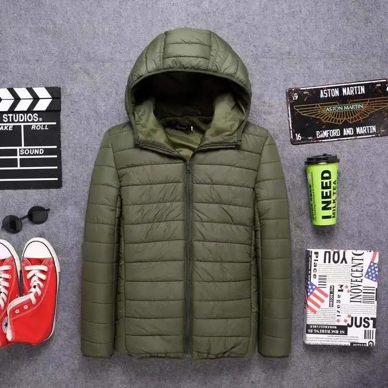 Men's Women's Fall/Winter Quilted Jacket Casual Zip Warm Bomber Jacket Casual Straight Zip Jacket Windproof Jacket Hooded Jacket