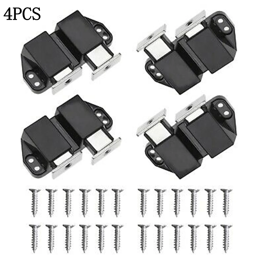 

4pcs Double Magnetic Cabinet Catches For Door Cabinets Drawer Closet Wardrobe With 8x Strike Plates/24x Mounting Screws