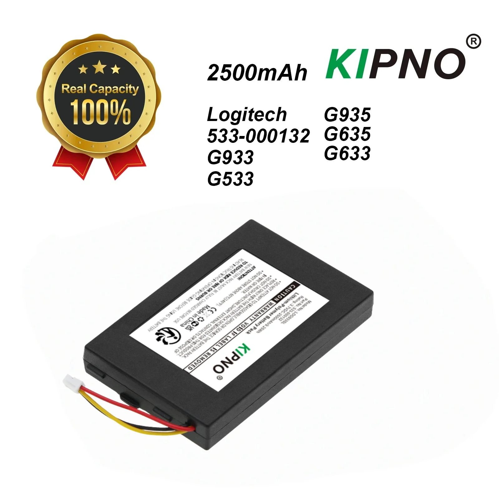 Фото Аккумулятор для беспроводной гарнитуры KIPNO 2500 мАч Logitech 533-000132 G933 G533 G935 G635 G633 №1