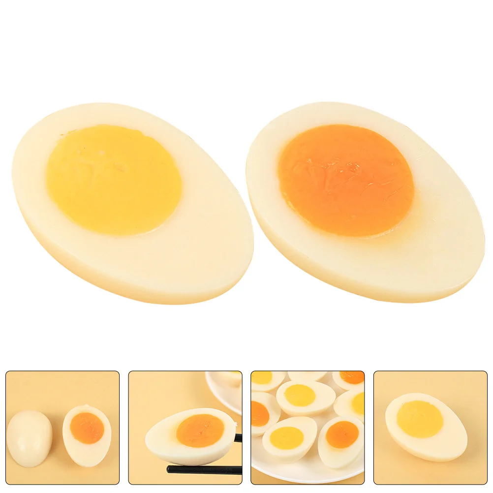 

4Pcs Fake Eggs Novelty Artificial Food Models Sliced Egg Photography Props