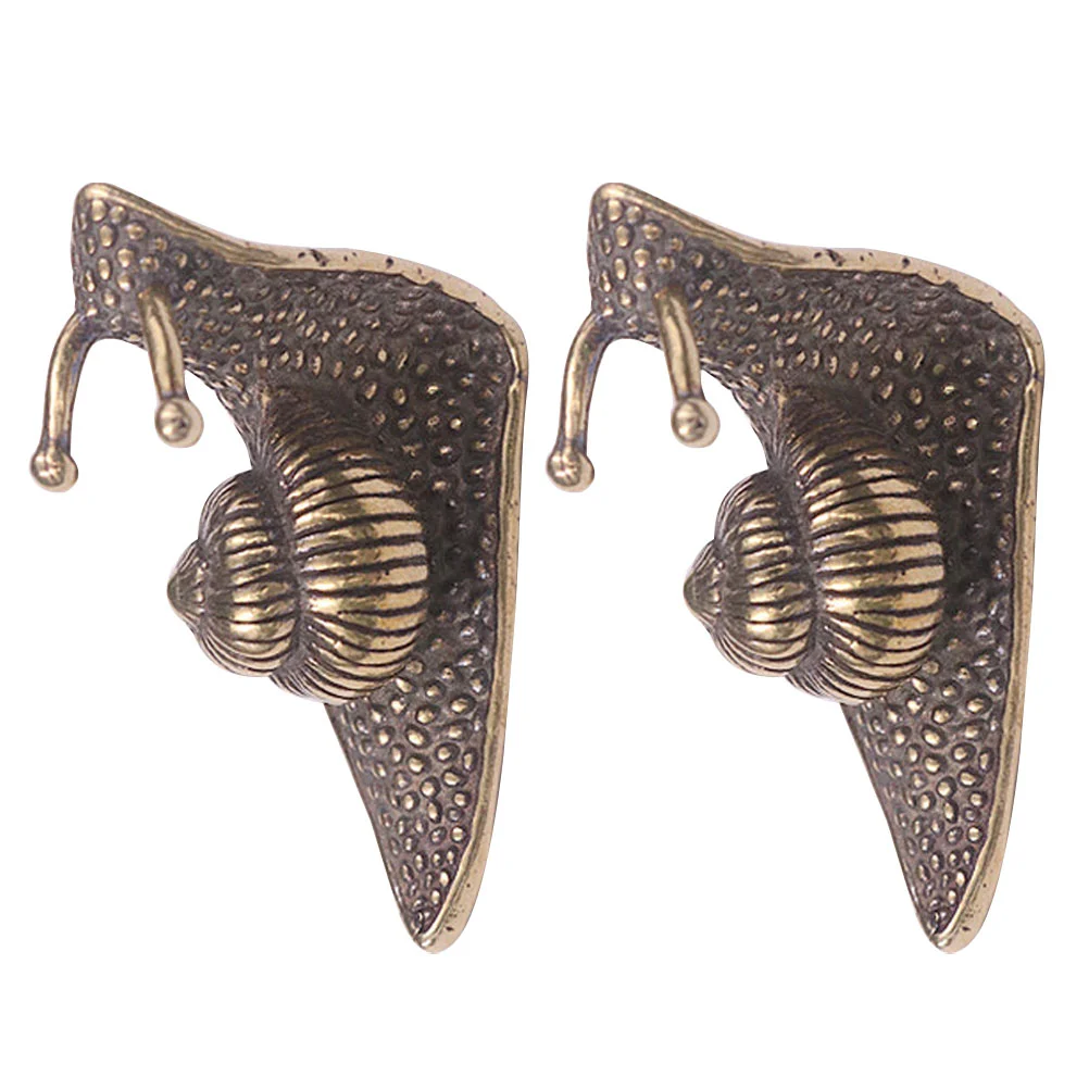 

2pcs Brass Figurine Brass Snail Figurine Miniature Snail Ornament Desktop Brass Figurine