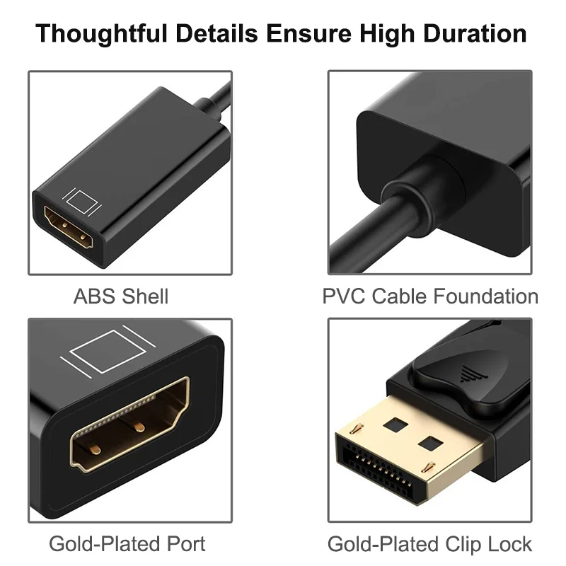 4K DP To HDMI-compatible Cable 1080P Male Female Converter Cables Adapter Video Audio for PC TV Projector Hp Laptop |